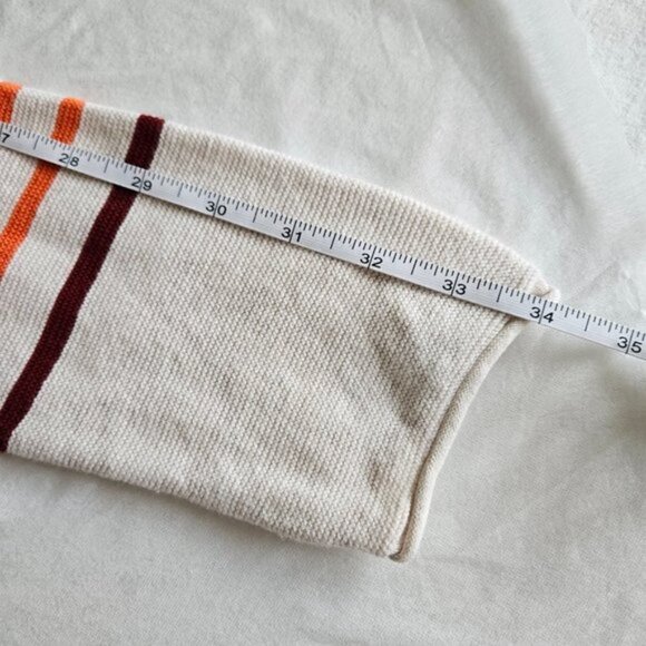 M&S Collection Sweater Womens XXL Beige Striped Reverse Knit LS Drawstings Boho - Picture 8 of 15